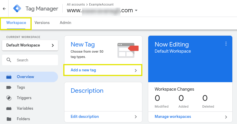 L'option pour ajouter une nouvelle balise sur Google Tag Manager.