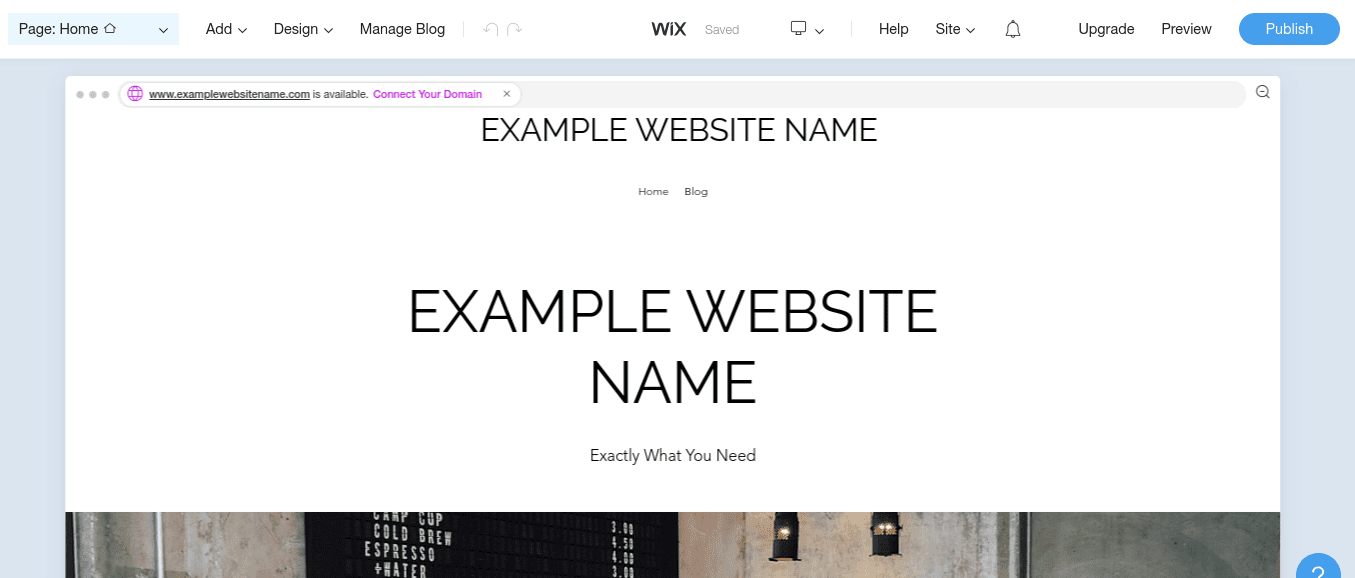 The Wix editor.