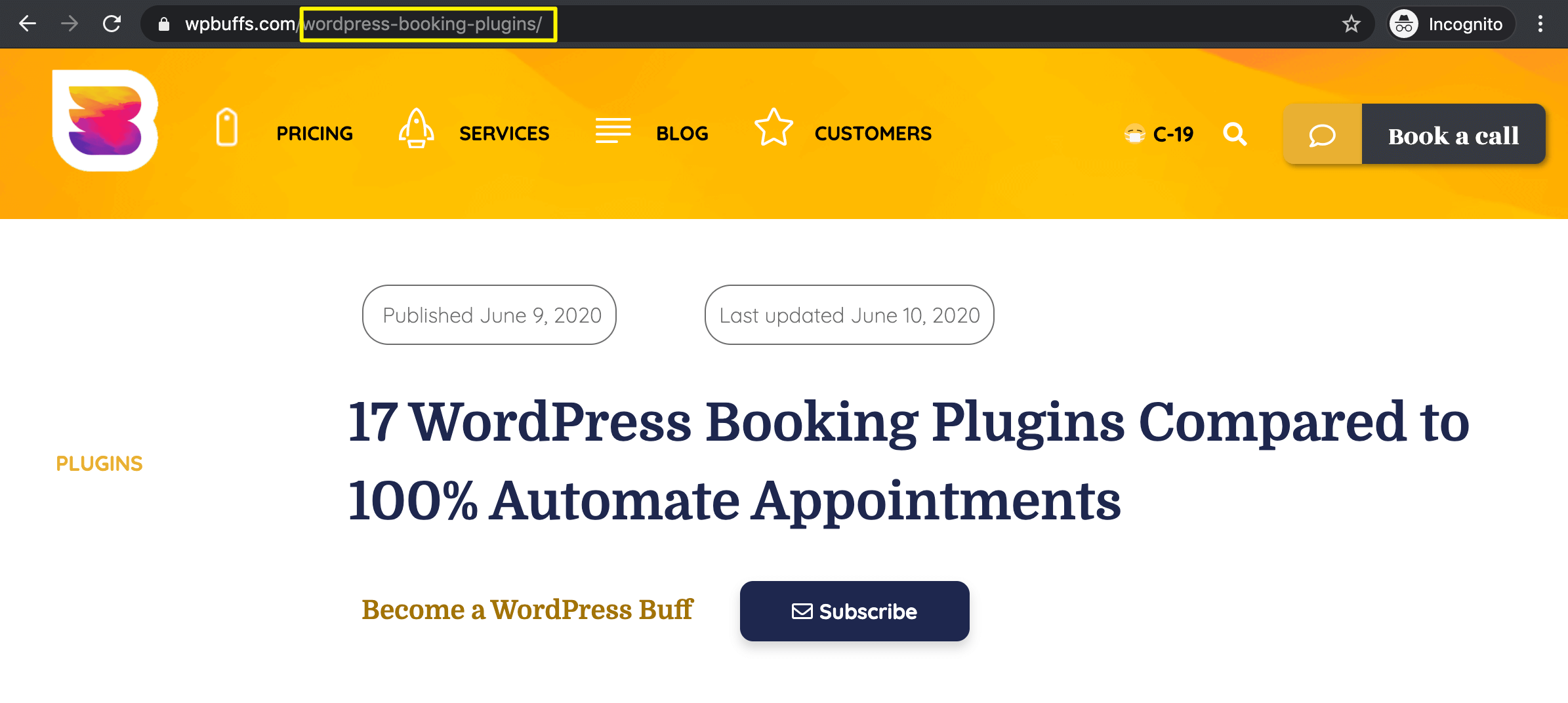 Un slug WordPress court.