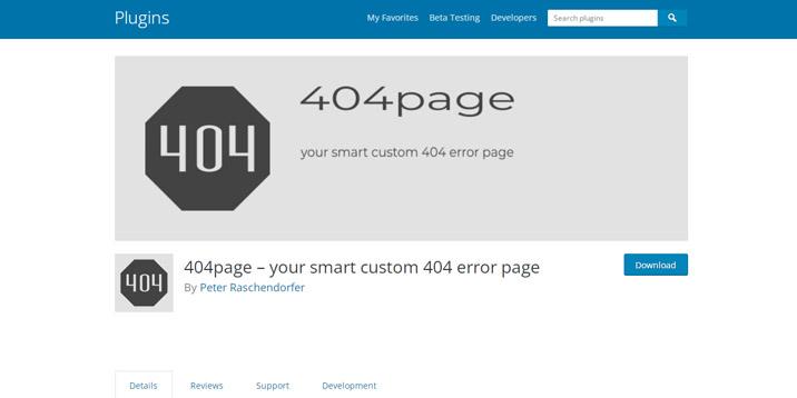 Plugin 404page dans le WP Repository