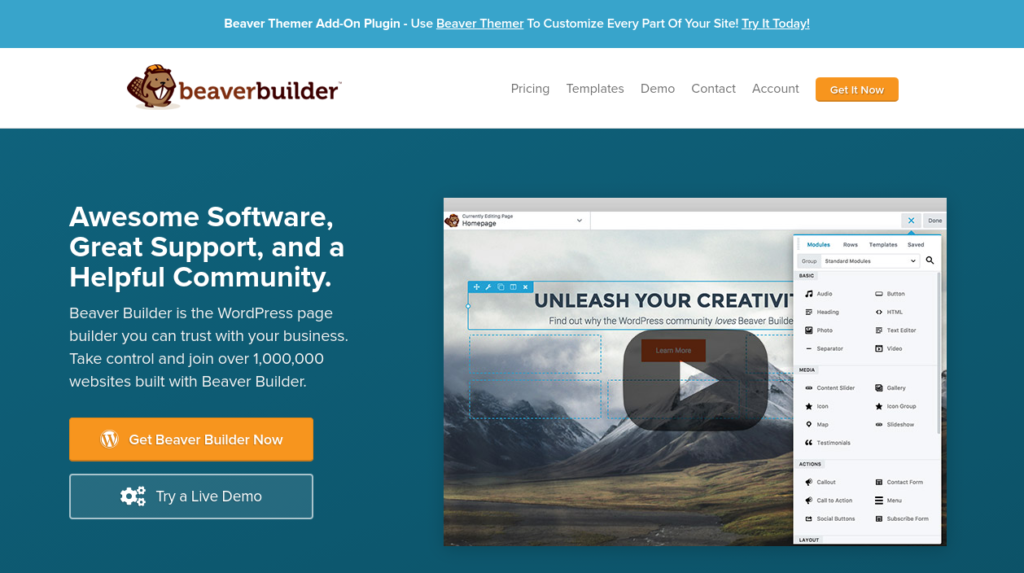 Le site Web du plugin de marketing par courriel Beaver Builder.