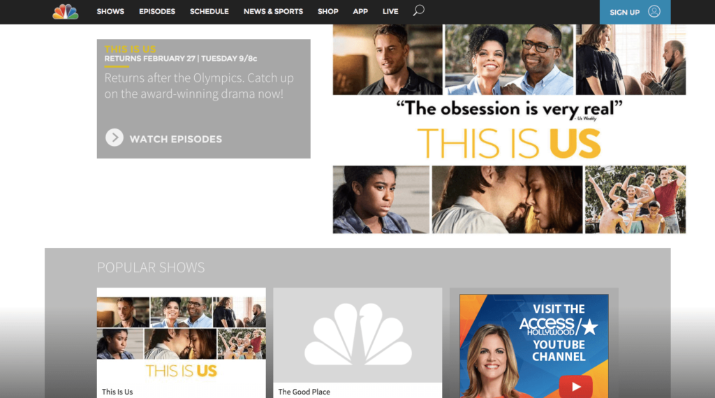 Le site Web de la NBC.