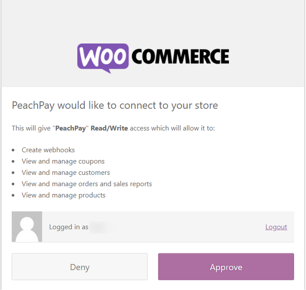 Connexion de Peachpay à WooCommerce