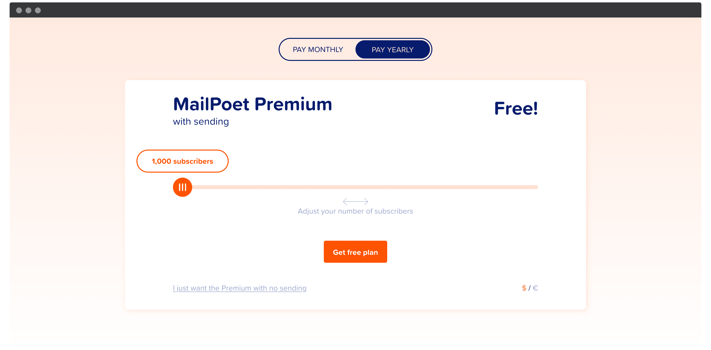 La page des tarifs de MailPoet.