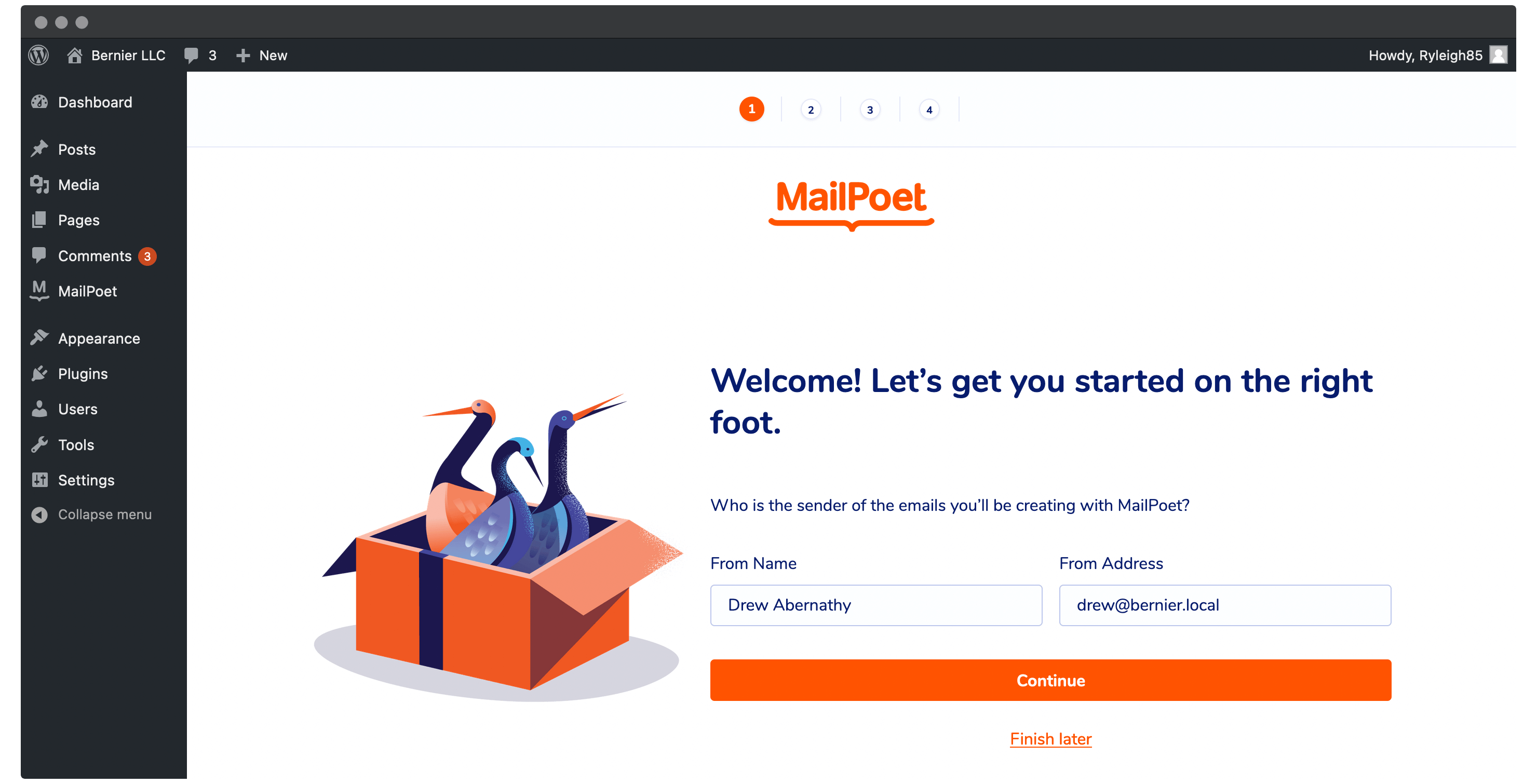 L'assistant d'intégration de MailPoet.